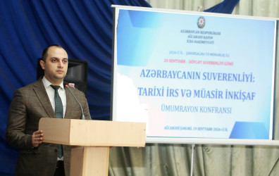 Ağcabədidə Dövlət Suverenliyi Günü münasibətilə ümumrayon konfransı keçirilib